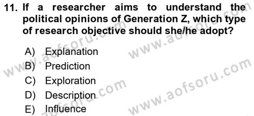 Research Methods Dersi 2022 - 2023 Yılı Yaz Okulu Sınav Soruları 11. Soru