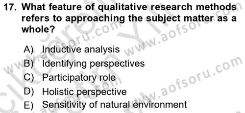 Research Methods Dersi 2022 - 2023 Yılı Yaz Okulu Sınav Soruları 17. Soru
