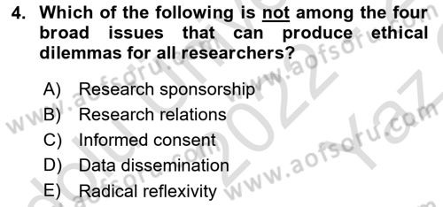 Research Methods Dersi 2022 - 2023 Yılı Yaz Okulu Sınav Soruları 4. Soru
