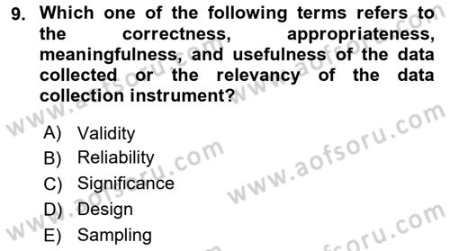 Research Methods Dersi 2022 - 2023 Yılı Yaz Okulu Sınav Soruları 9. Soru
