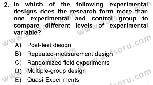 Research Methods Dersi 2023 - 2024 Yılı (Vize) Ara Sınav Soruları 2. Soru