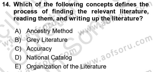 Research Methods Dersi 2023 - 2024 Yılı (Final) Dönem Sonu Sınav Soruları 14. Soru
