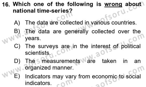Research Methods Dersi 2023 - 2024 Yılı (Final) Dönem Sonu Sınav Soruları 16. Soru