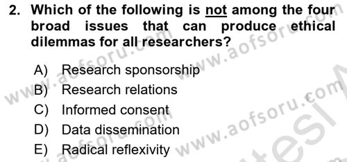 Research Methods Dersi 2023 - 2024 Yılı (Final) Dönem Sonu Sınav Soruları 2. Soru
