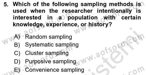 Research Methods Dersi 2023 - 2024 Yılı (Final) Dönem Sonu Sınav Soruları 5. Soru