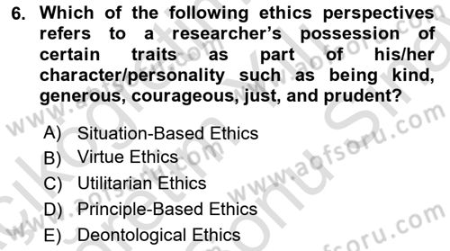 Research Methods Dersi 2023 - 2024 Yılı (Final) Dönem Sonu Sınav Soruları 6. Soru