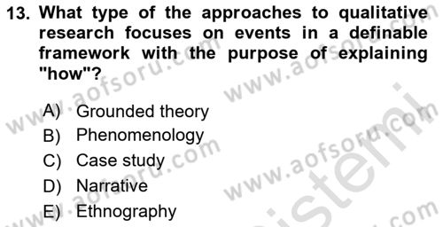 Research Methods Dersi 2023 - 2024 Yılı Yaz Okulu Sınav Soruları 13. Soru