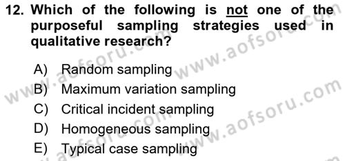 Research Methods Dersi 2024 - 2025 Yılı (Vize) Ara Sınav Soruları 12. Soru