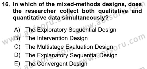 Research Methods Dersi 2024 - 2025 Yılı (Vize) Ara Sınav Soruları 16. Soru
