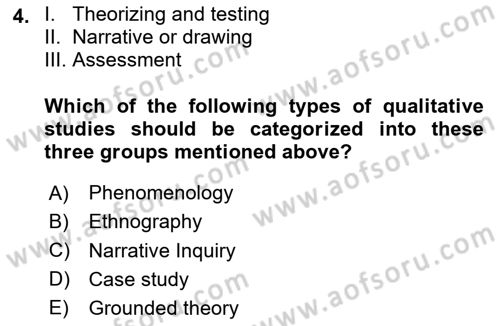 Research Methods Dersi 2024 - 2025 Yılı (Vize) Ara Sınav Soruları 4. Soru