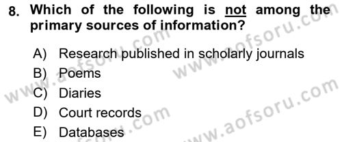 Research Methods Dersi 2024 - 2025 Yılı (Vize) Ara Sınav Soruları 8. Soru