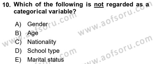 Research Methods Dersi 2024 - 2025 Yılı (Final) Dönem Sonu Sınav Soruları 10. Soru