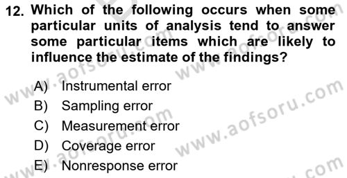 Research Methods Dersi 2024 - 2025 Yılı (Final) Dönem Sonu Sınav Soruları 12. Soru