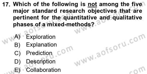 Research Methods Dersi 2024 - 2025 Yılı (Final) Dönem Sonu Sınav Soruları 17. Soru