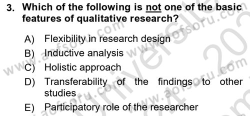 Research Methods Dersi 2024 - 2025 Yılı (Final) Dönem Sonu Sınav Soruları 3. Soru