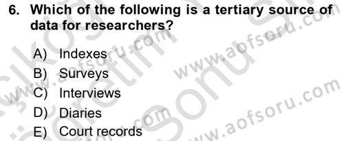 Research Methods Dersi 2024 - 2025 Yılı (Final) Dönem Sonu Sınav Soruları 6. Soru
