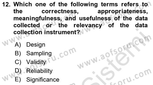 Research Methods Dersi 2024 - 2025 Yılı Yaz Okulu Sınav Soruları 12. Soru