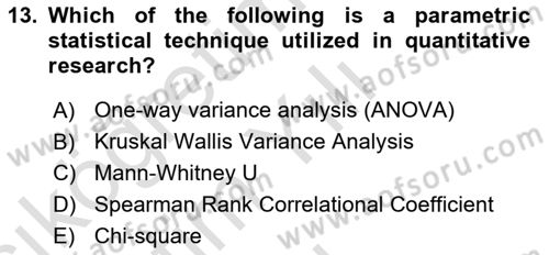 Research Methods Dersi 2024 - 2025 Yılı Yaz Okulu Sınav Soruları 13. Soru