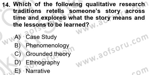Research Methods Dersi 2024 - 2025 Yılı Yaz Okulu Sınav Soruları 14. Soru