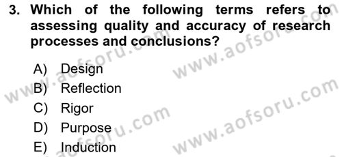 Research Methods Dersi 2024 - 2025 Yılı Yaz Okulu Sınav Soruları 3. Soru