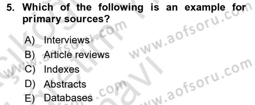 Research Methods Dersi 2024 - 2025 Yılı Yaz Okulu Sınav Soruları 5. Soru