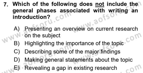 Research Methods Dersi 2024 - 2025 Yılı Yaz Okulu Sınav Soruları 7. Soru