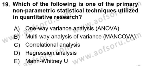 Research Methods Dersi 2025 - 2026 Yılı (Vize) Ara Sınav Soruları 19. Soru