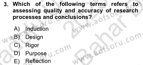 Research Methods Dersi 2025 - 2026 Yılı (Vize) Ara Sınav Soruları 3. Soru