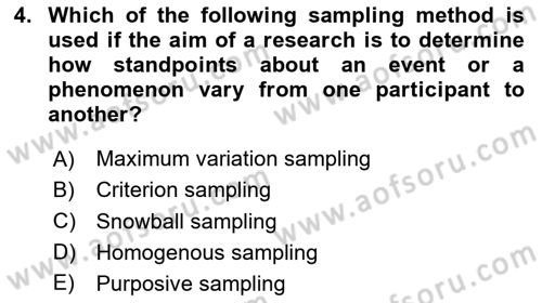 Research Methods Dersi 2025 - 2026 Yılı (Vize) Ara Sınav Soruları 4. Soru