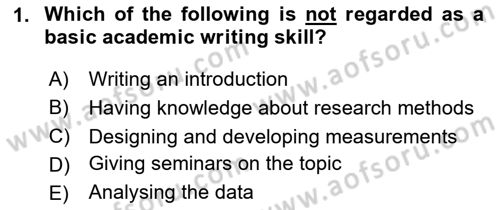 Research Methods Dersi 2025 - 2026 Yılı (Final) Dönem Sonu Sınav Soruları 1. Soru
