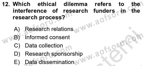 Research Methods Dersi 2025 - 2026 Yılı (Final) Dönem Sonu Sınav Soruları 12. Soru