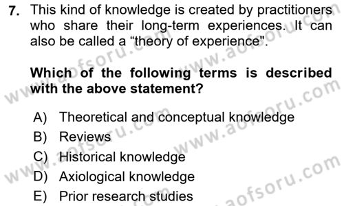 Research Methods Dersi 2025 - 2026 Yılı (Final) Dönem Sonu Sınav Soruları 7. Soru