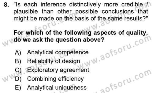 Research Methods Dersi 2025 - 2026 Yılı (Final) Dönem Sonu Sınav Soruları 8. Soru