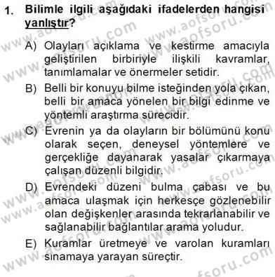 Bilimsel Araştırma Yöntemleri Dersi 2014 - 2015 Yılı (Vize) Ara Sınavı 1. Soru