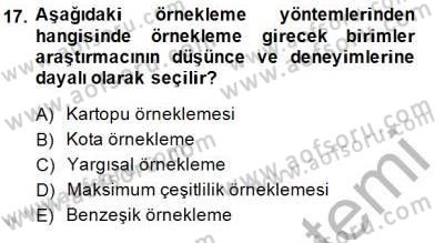 Bilimsel Araştırma Yöntemleri Dersi 2014 - 2015 Yılı (Vize) Ara Sınavı 17. Soru