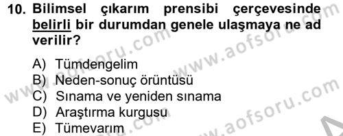 Uluslararası İlişkilerde Araştırma Yöntemleri Dersi 2012 - 2013 Yılı (Vize) Ara Sınavı 10. Soru