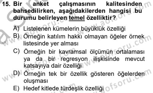 Uluslararası İlişkilerde Araştırma Yöntemleri Dersi 2012 - 2013 Yılı (Vize) Ara Sınavı 15. Soru