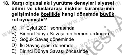 Uluslararası İlişkilerde Araştırma Yöntemleri Dersi 2012 - 2013 Yılı (Vize) Ara Sınav Soruları 18. Soru
