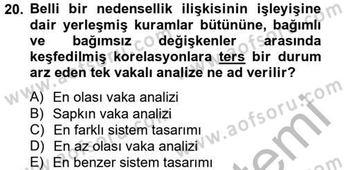 Uluslararası İlişkilerde Araştırma Yöntemleri Dersi 2012 - 2013 Yılı (Vize) Ara Sınav Soruları 20. Soru