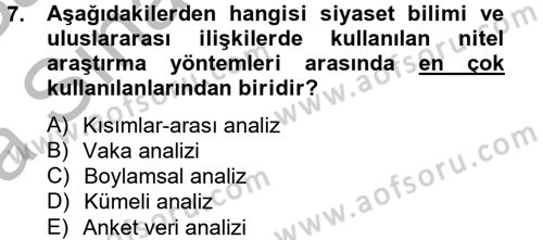 Uluslararası İlişkilerde Araştırma Yöntemleri Dersi 2012 - 2013 Yılı (Vize) Ara Sınav Soruları 7. Soru