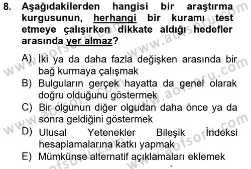 Uluslararası İlişkilerde Araştırma Yöntemleri Dersi 2012 - 2013 Yılı (Vize) Ara Sınav Soruları 8. Soru