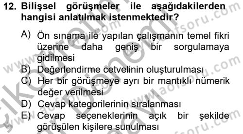 Uluslararası İlişkilerde Araştırma Yöntemleri Dersi 2012 - 2013 Yılı (Final) Dönem Sonu Sınav Soruları 12. Soru