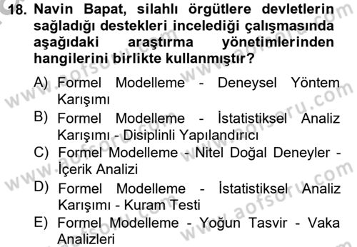 Uluslararası İlişkilerde Araştırma Yöntemleri Dersi 2012 - 2013 Yılı (Final) Dönem Sonu Sınav Soruları 18. Soru