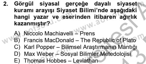 Uluslararası İlişkilerde Araştırma Yöntemleri Dersi 2012 - 2013 Yılı (Final) Dönem Sonu Sınav Soruları 2. Soru