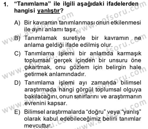 Uluslararası İlişkilerde Araştırma Yöntemleri Dersi 2013 - 2014 Yılı (Final) Dönem Sonu Sınav Soruları 1. Soru