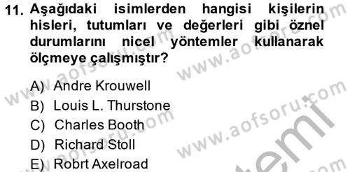 Uluslararası İlişkilerde Araştırma Yöntemleri Dersi 2013 - 2014 Yılı (Final) Dönem Sonu Sınav Soruları 11. Soru