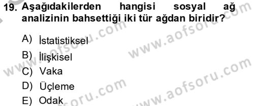 Uluslararası İlişkilerde Araştırma Yöntemleri Dersi 2013 - 2014 Yılı (Final) Dönem Sonu Sınav Soruları 19. Soru