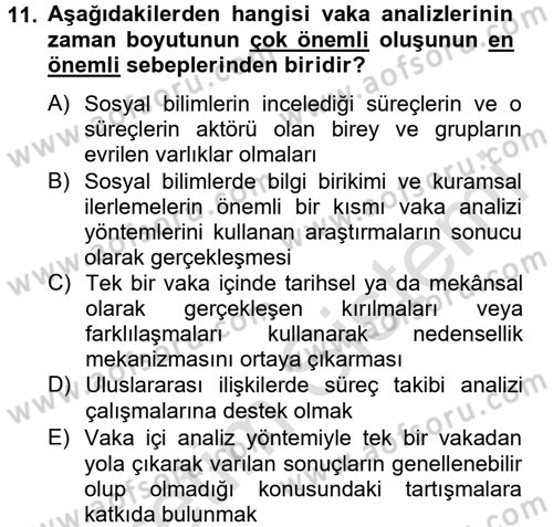 Uluslararası İlişkilerde Araştırma Yöntemleri Dersi 2013 - 2014 Yılı Tek Ders Sınav Soruları 11. Soru