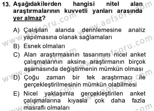 Uluslararası İlişkilerde Araştırma Yöntemleri Dersi 2013 - 2014 Yılı Tek Ders Sınav Soruları 13. Soru