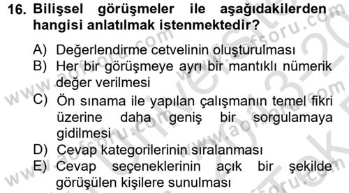 Uluslararası İlişkilerde Araştırma Yöntemleri Dersi 2013 - 2014 Yılı Tek Ders Sınav Soruları 16. Soru